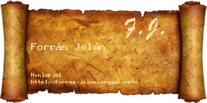 Forrás Jolán névjegykártya