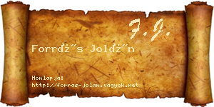 Forrás Jolán névjegykártya